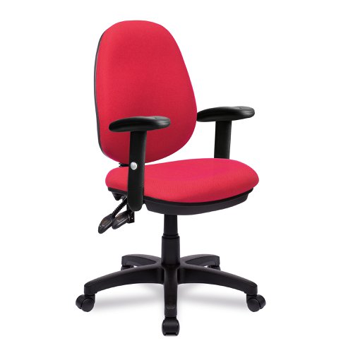 Java 200 Medium Back Operator Chair - Twin Lever with Height Adjustable Arms - Red