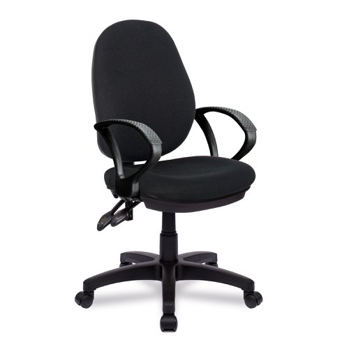 Nautilus Designs Java 300 Medium Back Synchronous Triple Lever Fabric Operator Office Chair With Fixed Arms Black - BCF/P606/BK/A