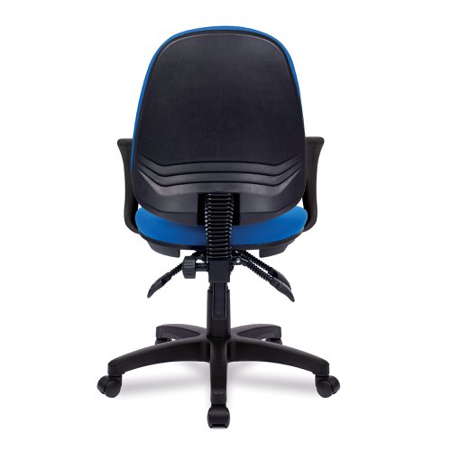 Nautilus Designs Java 300 Medium Back Synchronous Triple Lever Fabric Operator Office Chair With Fixed Arms Blue - BCF/P606/BL/A