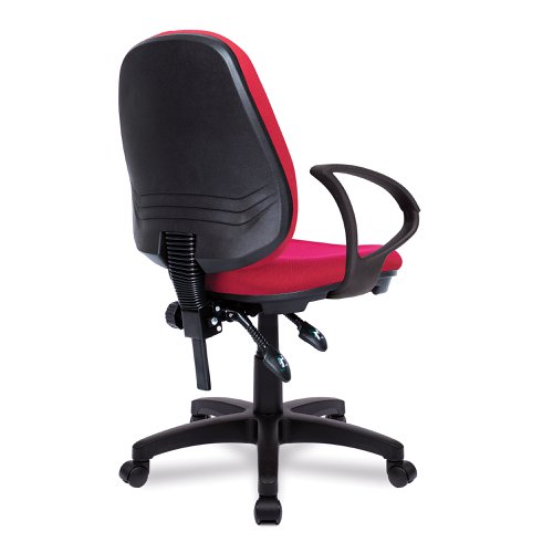 Nautilus Designs Java 300 Medium Back Synchronous Triple Lever Fabric Operator Office Chair With Fixed Arms Red - BCF/P606/RD/A