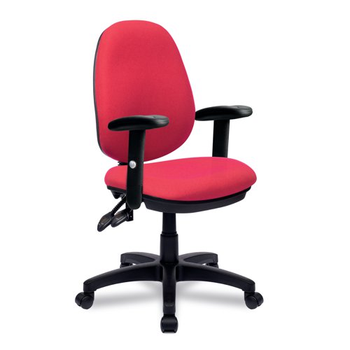 Nautilus Designs Java 300 Medium Back Synchronous Triple Lever Fabric Operator Office Chair With Height Adjustable Arms Red - BCF/P606/RD/ADT