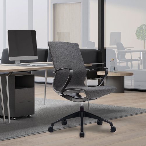 Nautilus Designs Aeros Medium Back Executive Task Office Chair With Weight Activated Auto Balance Mechanism and Fixed Arms Grey - BCF/U370/GY