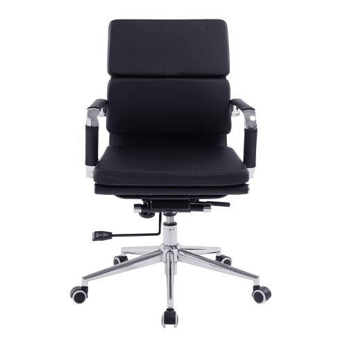Nautilus Designs Avanti Medium Back Bonded Leather Executive Office Chair With Individual Back Cushions and Fixed Arms Black - BCL/5003/BK