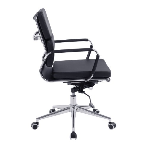 Nautilus Designs Avanti Medium Back Bonded Leather Cantilever Visitor Chair With Individual Back Cushions & Fixed Arms Black - BCL/5003AV/BK