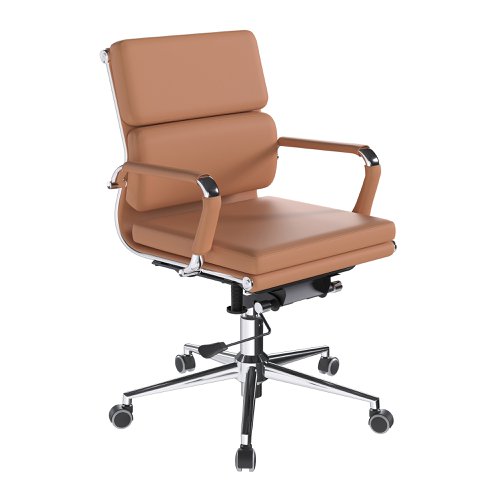 41012NA - Nautilus Designs Avanti Medium Back Bonded Leather Executive Office Chair With Individual Back Cushions and Fixed Arms Brown - BCL/5003/BW