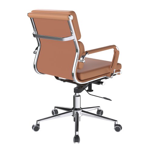 41012NA - Nautilus Designs Avanti Medium Back Bonded Leather Executive Office Chair With Individual Back Cushions and Fixed Arms Brown - BCL/5003/BW