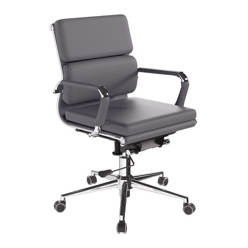Nautilus Designs Avanti Medium Back Bonded Leather Executive Office Chair With Individual Back Cushions and Fixed Arms Grey - BCL/5003/GY