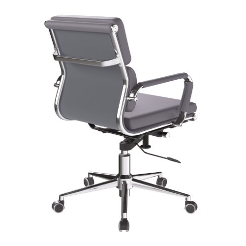 41005NA - Nautilus Designs Avanti Medium Back Bonded Leather Executive Office Chair With Individual Back Cushions and Fixed Arms Grey - BCL/5003/GY