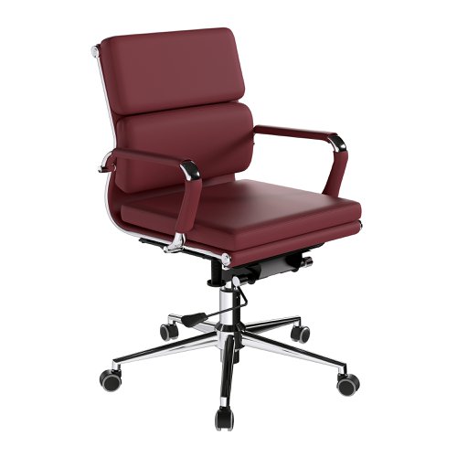 Nautilus Designs Avanti Medium Back Bonded Leather Executive Office Chair With Individual Back Cushions and Fixed Arms Red - BCL/5003/OX Office Chairs 41026NA
