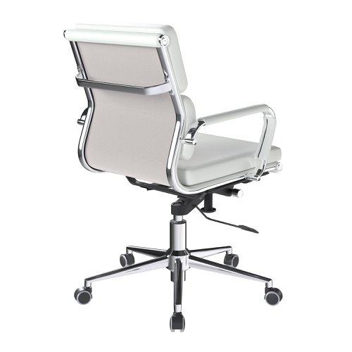 Nautilus Designs Avanti Medium Back Bonded Leather Executive Office Chair With Individual Back Cushions and Fixed Arms White - BCL/5003/WH Office Chairs 40998NA