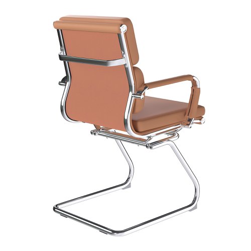 Nautilus Designs Avanti Medium Back Bonded Leather Cantilever Visitor Chair With Individual Back Cushions & Fixed Arms Brown - BCL/5003AV/BW Nautilus Designs
