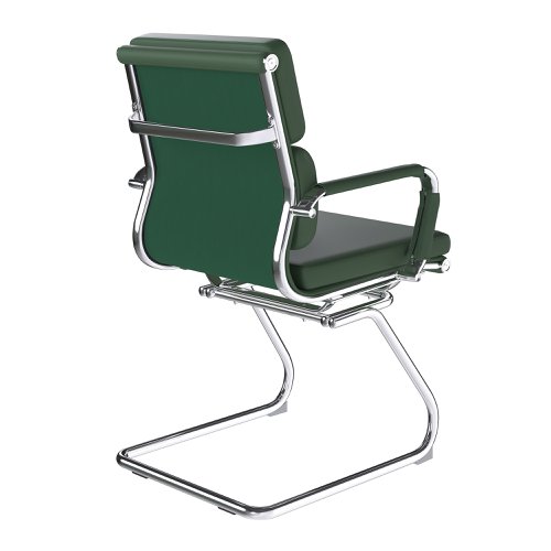 41698NA - Nautilus Designs Avanti Medium Back Bonded Leather Cantilever Visitor Chair With Individual Back Cushions & Fixed Arms Green - BCL/5003AV/FGN