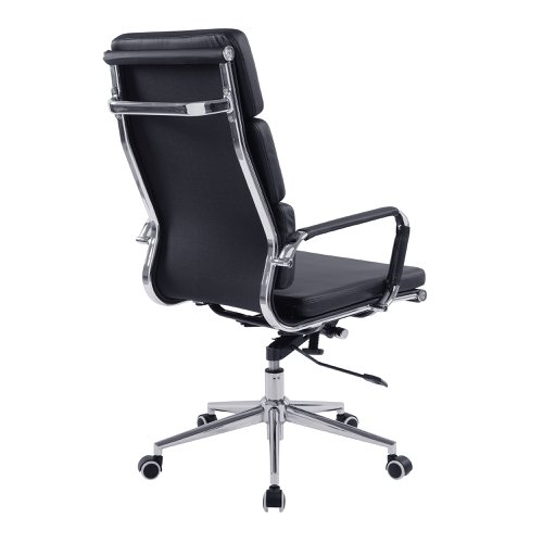 41047NA - Nautilus Designs Avanti High Back Bonded Leather Executive Office Chair With Individual Back Cushions and Fixed Arms Black - BCL/6003/BK