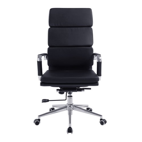 Nautilus Designs Avanti High Back Bonded Leather Executive Office Chair With Individual Back Cushions and Fixed Arms Black - BCL/6003/BK