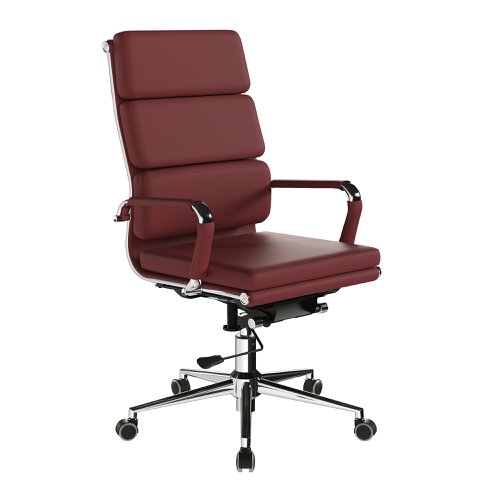 Nautilus Designs Avanti High Back Bonded Leather Executive Office Chair With Individual Back Cushions and Fixed Arms Red - BCL/6003/OX Office Chairs 41082NA