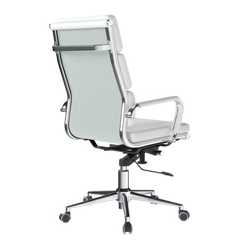 41054NA - Nautilus Designs Avanti High Back Bonded Leather Executive Office Chair With Individual Back Cushions and Fixed Arms White - BCL/6003/WH