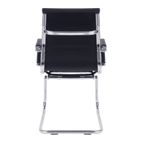 Nautilus Designs Aura Contemporary Medium Back Bonded Leather Executive Cantilever Visitor Chair With Fixed Arms Black - BCL/8003AV/BK 41530NA Buy online at Office 5Star or contact us Tel 01594 810081 for assistance