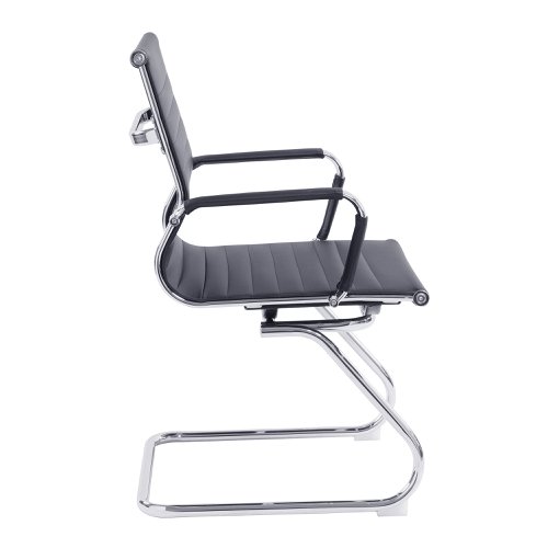 Nautilus Designs Aura Contemporary Medium Back Bonded Leather Executive Cantilever Visitor Chair With Fixed Arms Black - BCL/8003AV/BK 41530NA Buy online at Office 5Star or contact us Tel 01594 810081 for assistance