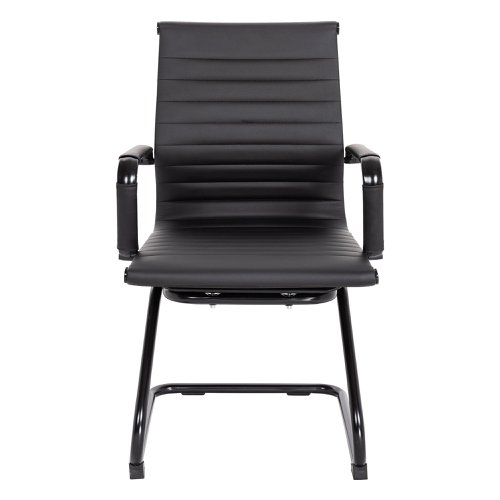 Contemporary Medium Back Bonded Leather visitor Chair with Black Frame - Black | BCL/8003AV/BK-BK | Nautilus Designs