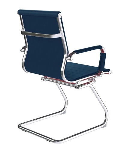 Nautilus Designs Aura Contemporary Medium Back Bonded Leather Executive Cantilever Visitor Chair With Fixed Arms Blue - BCL/8003AV/BL Office Chairs 41600NA