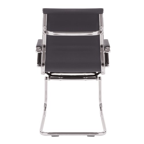 Nautilus Designs Aura Contemporary Medium Back Bonded Leather Executive Cantilever Visitor Chair With Fixed Arms Grey - BCL/8003AV/GY Nautilus Designs