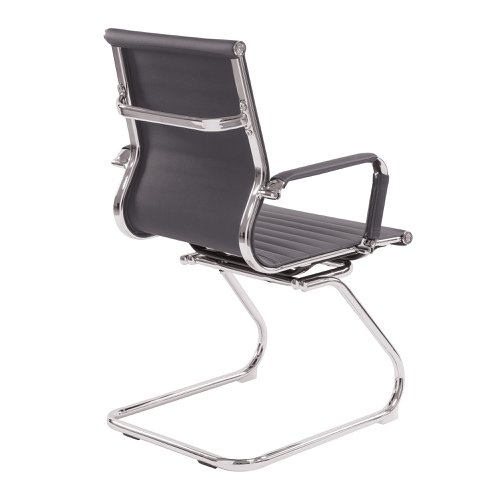 Nautilus Designs Aura Contemporary Medium Back Bonded Leather Executive Cantilever Visitor Chair With Fixed Arms Grey - BCL/8003AV/GY 41537NA Buy online at Office 5Star or contact us Tel 01594 810081 for assistance