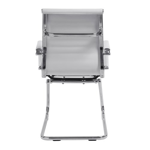 Nautilus Designs Aura Contemporary Medium Back Bonded Leather Executive Cantilever Visitor Chair With Fixed Arms White - BCL/8003AV/WH 41460NA Buy online at Office 5Star or contact us Tel 01594 810081 for assistance