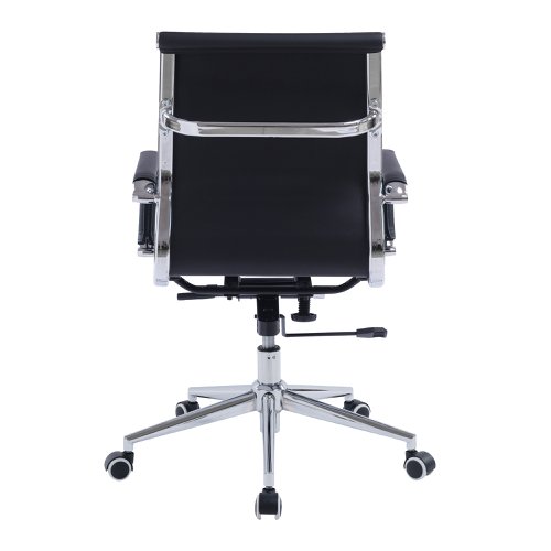 Nautilus Designs Aura Contemporary Medium Back Bonded Leather Executive Office Chair With Fixed Arms Black - BCL/8003/BK 40823NA Buy online at Office 5Star or contact us Tel 01594 810081 for assistance