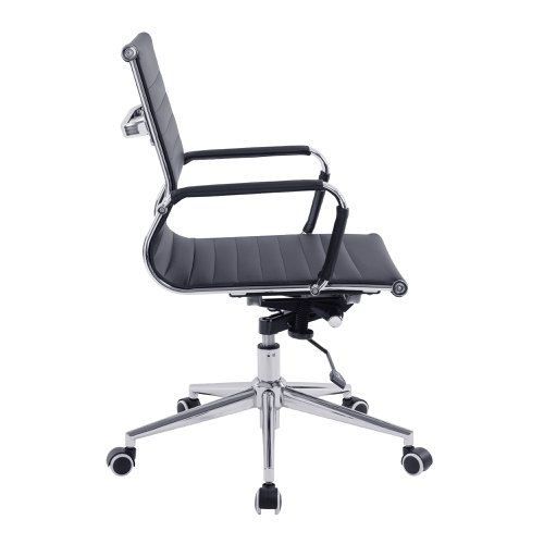 Nautilus Designs Aura Contemporary Medium Back Bonded Leather Executive Office Chair With Fixed Arms Black - BCL/8003/BK 40823NA Buy online at Office 5Star or contact us Tel 01594 810081 for assistance
