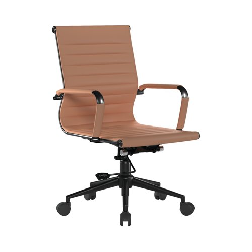 Contemporary Medium Back Bonded Leather Executive Armchair with Black Base - Coffee Brown
