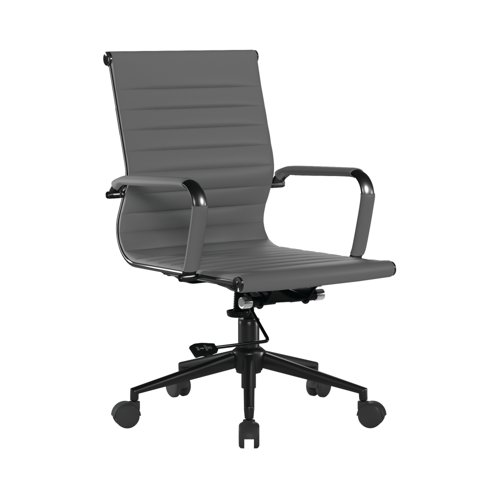 Contemporary Medium Back Bonded Leather Executive Armchair with Black Base - Grey