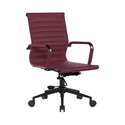 Contemporary Medium Back Bonded Leather Executive Armchair with Black Base - Ox Blood