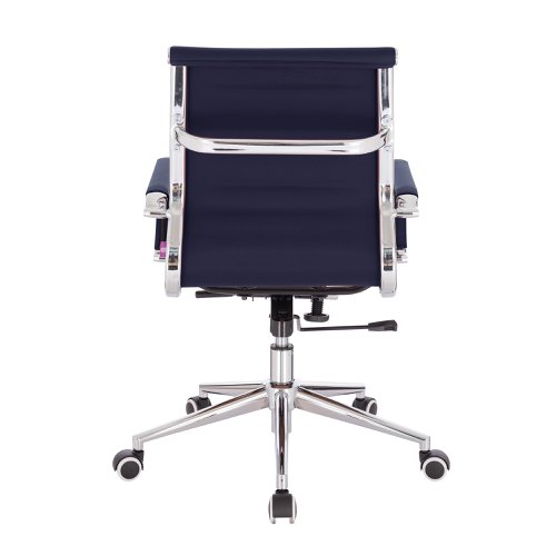 40865NA - Nautilus Designs Aura Contemporary Medium Back Bonded Leather Executive Office Chair With Fixed Arms Blue - BCL/8003/BL