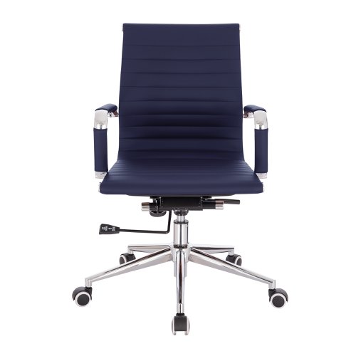 Nautilus Designs Aura Contemporary Medium Back Bonded Leather Executive Office Chair With Fixed Arms Blue - BCL/8003/BL Office Chairs 40865NA