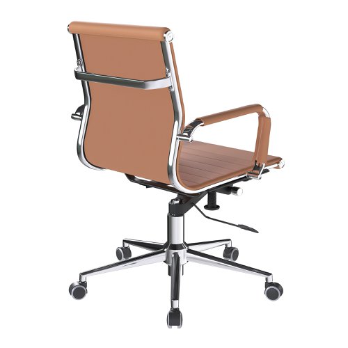 40844NA - Nautilus Designs Aura Contemporary Medium Back Bonded Leather Executive Office Chair With Fixed Arms Coffee Brown - BCL/8003/BW