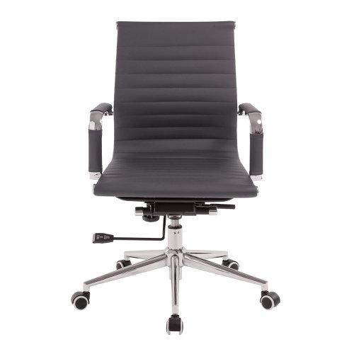 40837NA - Nautilus Designs Aura Contemporary Medium Back Bonded Leather Executive Office Chair With Fixed Arms Grey - BCL/8003/GY