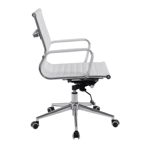 40830NA - Nautilus Designs Aura Contemporary Medium Back Bonded Leather Executive Office Chair With Fixed Arms White - BCL/8003/WH