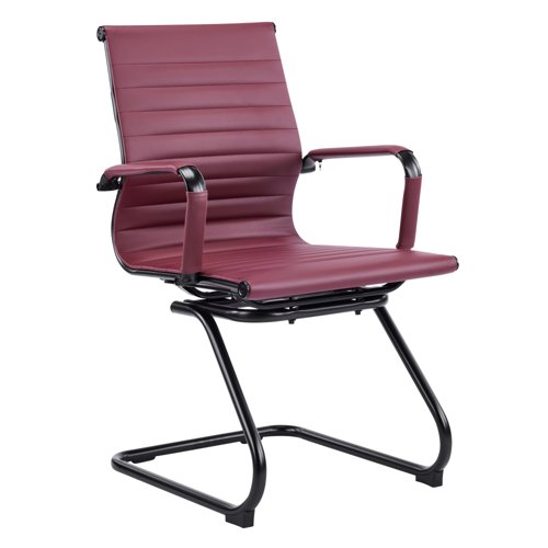 Contemporary Medium Back Bonded Leather visitor Chair with Black Frame - Ox Blood