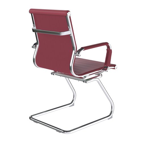 Aura Contemporary Medium Back Bonded Leather Visitor Chair with Chrome Frame - Ox Blood | BCL/8003AV/OX | Nautilus Designs