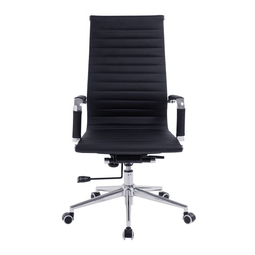 Nautilus Designs Aura Contemporary High Back Bonded Leather Executive Office Chair With Fixed Arms Black - BCL/9003/BK