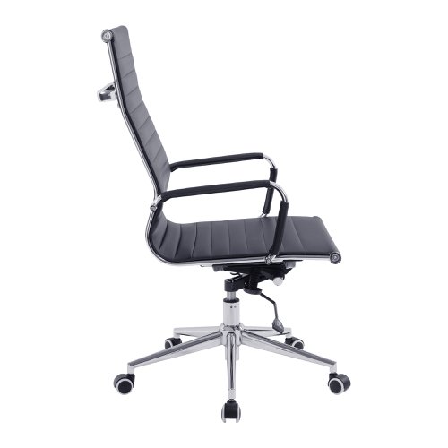 Nautilus Designs Aura Contemporary High Back Bonded Leather Executive Office Chair With Fixed Arms Black - BCL/9003/BK 40921NA Buy online at Office 5Star or contact us Tel 01594 810081 for assistance