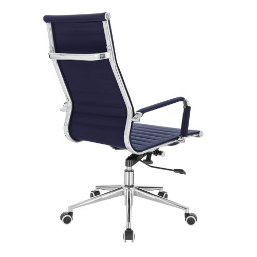 Nautilus Designs Aura Contemporary High Back Bonded Leather Executive Office Chair With Fixed Arms Blue - BCL/9003/BL 40970NA Buy online at Office 5Star or contact us Tel 01594 810081 for assistance