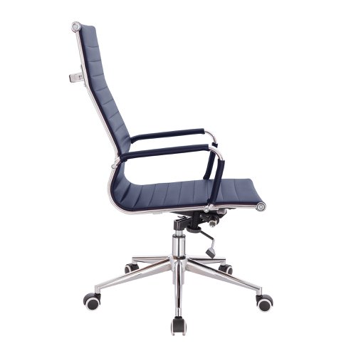 Nautilus Designs Aura Contemporary High Back Bonded Leather Executive Office Chair With Fixed Arms Blue - BCL/9003/BL 40970NA Buy online at Office 5Star or contact us Tel 01594 810081 for assistance