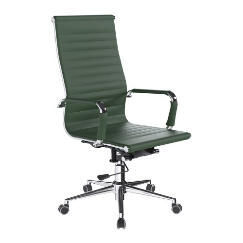 40956NA - Nautilus Designs Aura Contemporary High Back Bonded Leather Executive Office Chair With Fixed Arms Forest Green - BCL/9003/FGN
