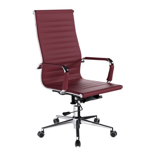 Aura Contemporary High Back Bonded Leather Executive Armchair with Chrome Base - Ox Blood