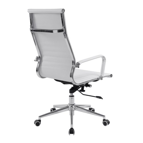 Nautilus Designs Aura Contemporary High Back Bonded Leather Executive Office Chair With Fixed Arms White - BCL/9003/WH 40928NA Buy online at Office 5Star or contact us Tel 01594 810081 for assistance