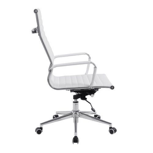 Nautilus Designs Aura Contemporary High Back Bonded Leather Executive Office Chair With Fixed Arms White - BCL/9003/WH