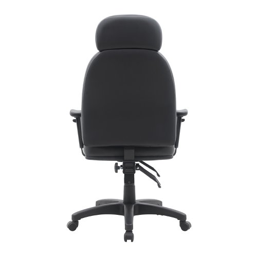 Our plush high back 24 hour operator chair with headrest is packed with features. Offering height adjustable arms, a height adjustable backrest - its three lever mechanism provides a high level of adjustability via synchronous back and seat angle adjustment with seat height adjustment provided by a class 4 gaslift. Deep foam upholstered in durable PU fabric provides an extra level of comfort and a sturdy five star base offers solid dependability.