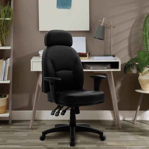41425NA - Nautilus Designs Avon High Back 24 Hour Triple Lever Fabric Operator Office Chair With Height Adjustable Arms Black - BCF/R373/BK