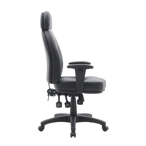 Avon 24 Hour High Back 3 Lever PU Operator Chair with Height Adjustable Arms - Black | BCL/R373/BK | Nautilus Designs